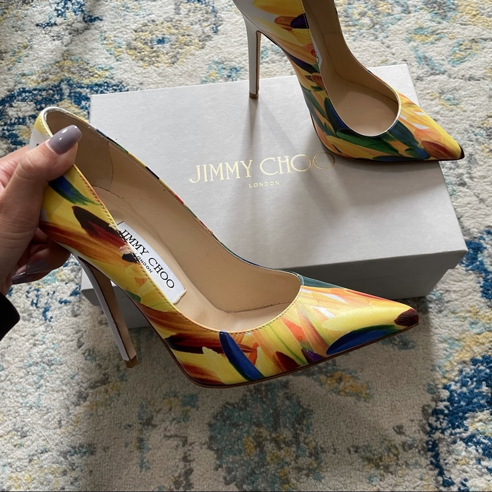 Jimmy Choo Feather Print Heels